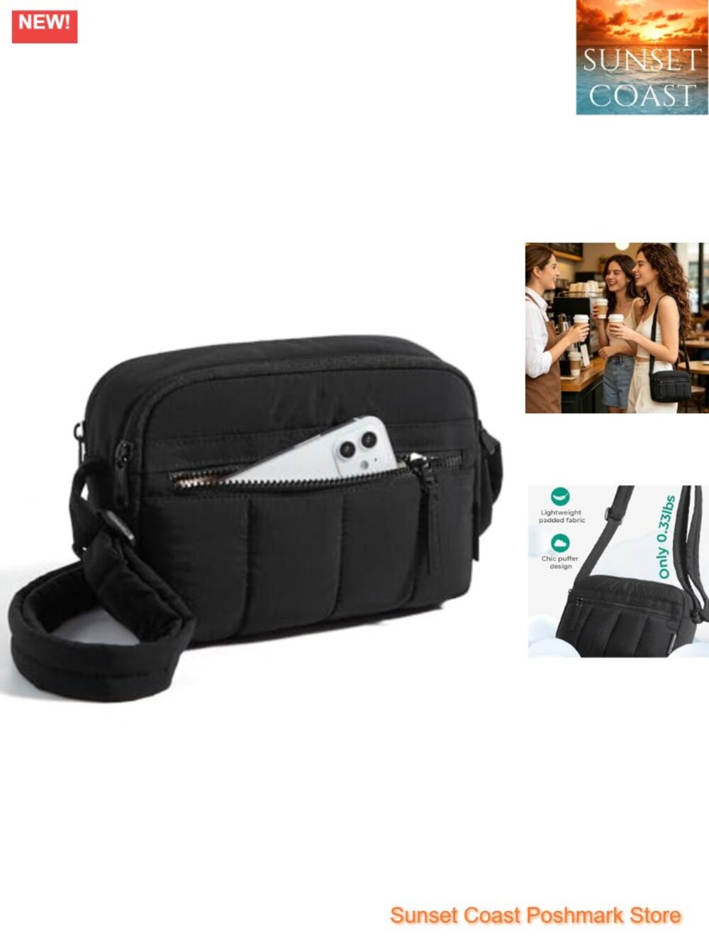 Puffy Nylon Crossbody Bag with RFID Blocking Slots